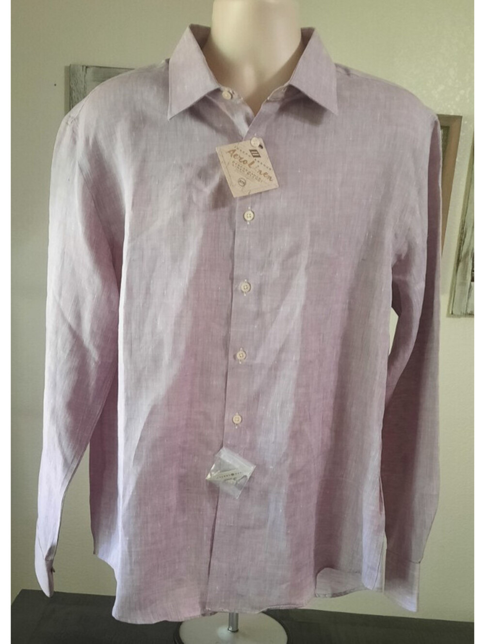 Joseph Abboud Aero-Linen 37.5 Button Up Shirt Faded Rose NWT Size Large XL